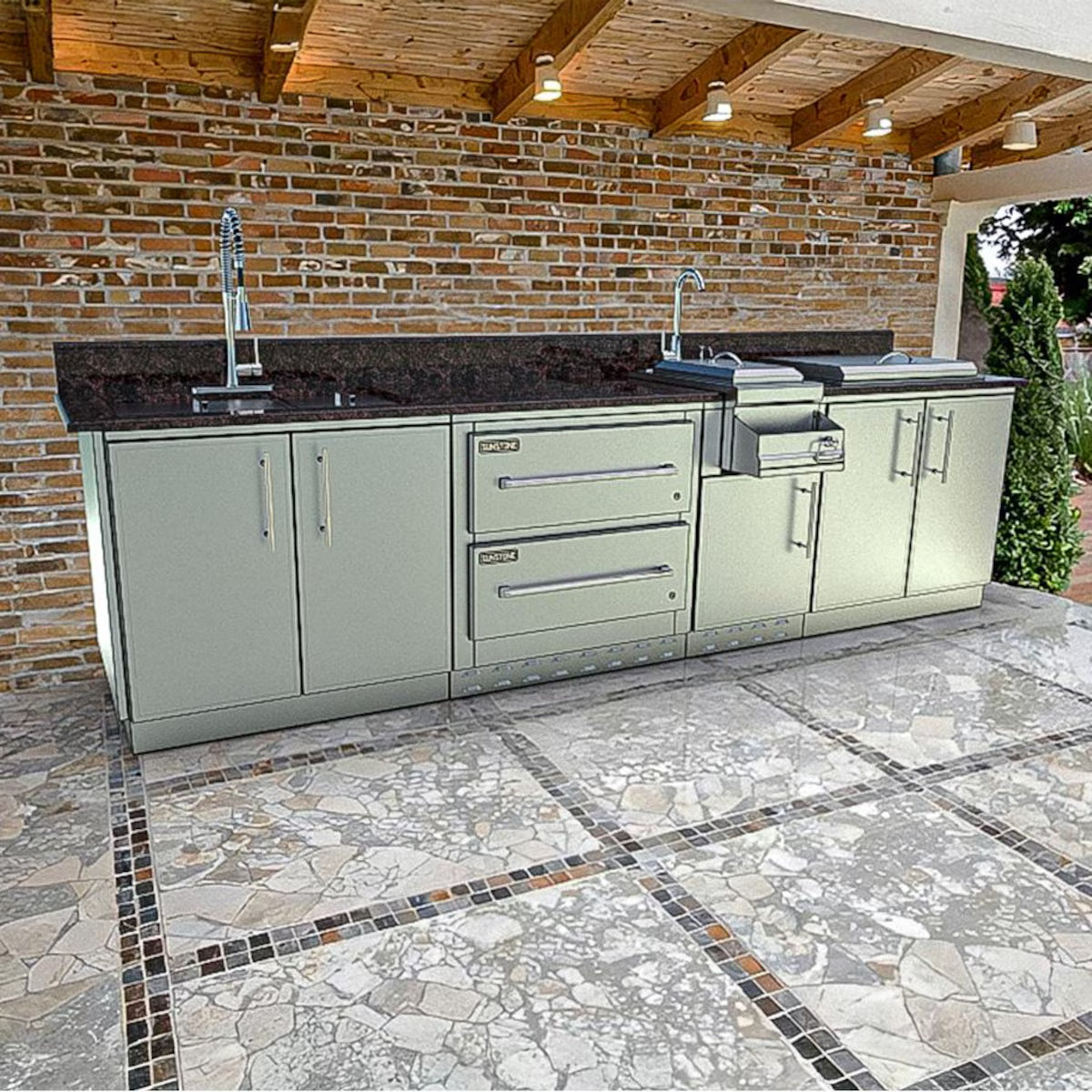 Sunstone Galley 10′8″ Clean & Prep Outdoor Kitchen Island Package