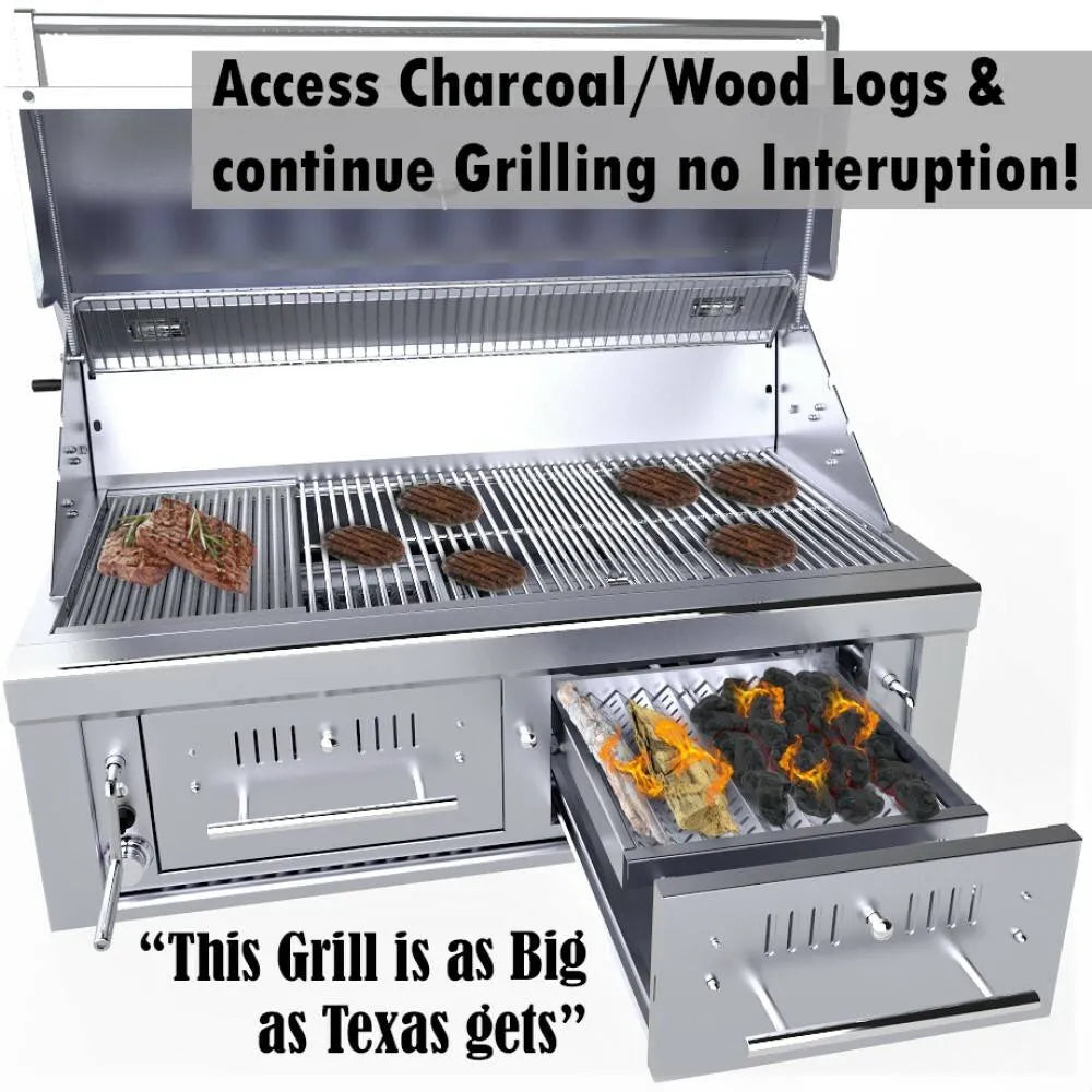 Sunstone 42" Hybrid Gas, Charcoal & Wood Built-In Grill