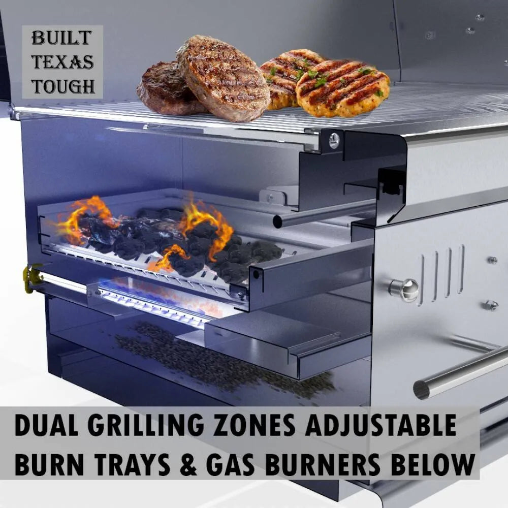Sunstone 42" Hybrid Gas, Charcoal & Wood Built-In Grill
