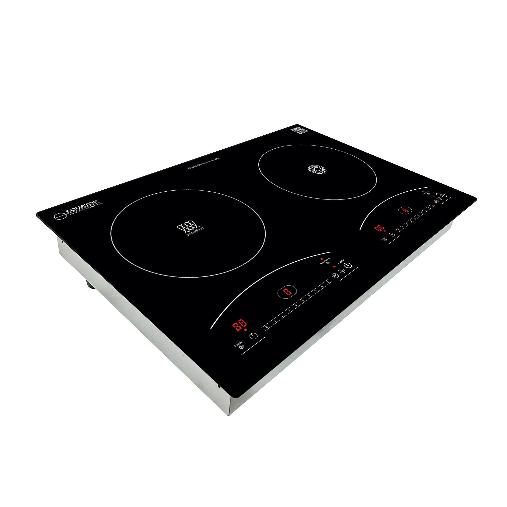 Equator Advanced Appliances Equator 20″ Electric Hybrid Cooktop – 1 Induction & 1 Ceramic Burner, 120V, Black