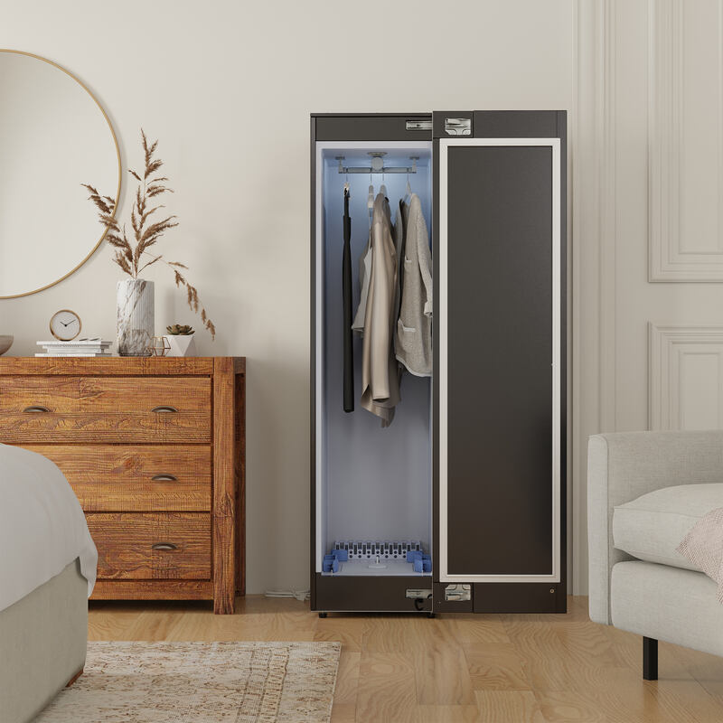 Equator Advanced Appliances Steam Dryer Closet – Wrinkle Removal, Sanitizing & Deodorizing, Refreshes Clothing, Slim Design, 110V White Black