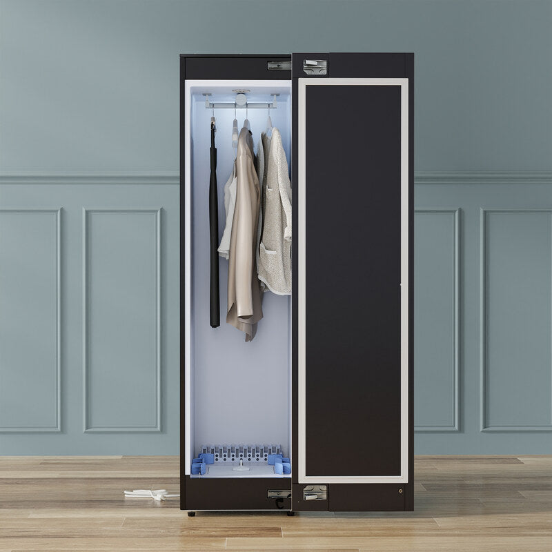 Equator Advanced Appliances Steam Dryer Closet – Wrinkle Removal, Sanitizing & Deodorizing, Refreshes Clothing, Slim Design, 110V White Black