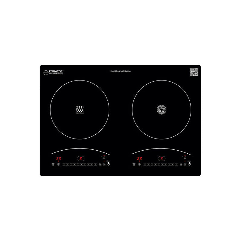 Equator Advanced Appliances Equator 20″ Electric Hybrid Cooktop – 1 Induction & 1 Ceramic Burner, 120V, Black