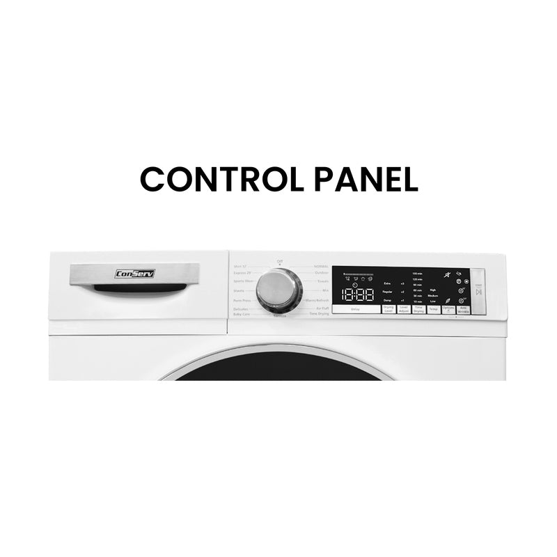 ConServ 4 cu. ft. 220V Ventless Condenser Dryer with Sanitize Cycle, LED Display, Reversible Door, Energy Star® Rated White