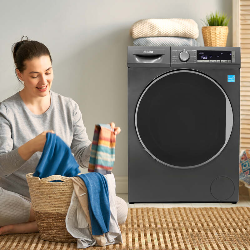 ConServ 2.2 cu. ft. Washer with Autosense Technology, 1400 RPM, 15 Programs, Sanitize Cycle, LED Display, 110V - Titanium