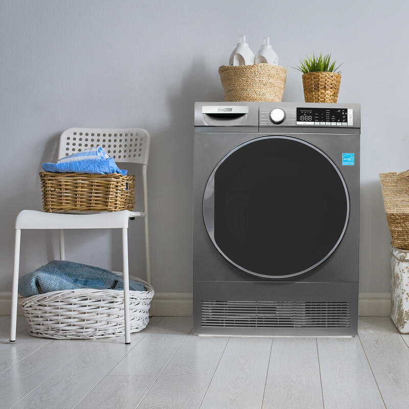 ConServ 4 cu. ft. 220V Ventless Condenser Dryer with Sanitize Cycle, LED Display, Reversible Door, Energy Star® Rated  Titanium