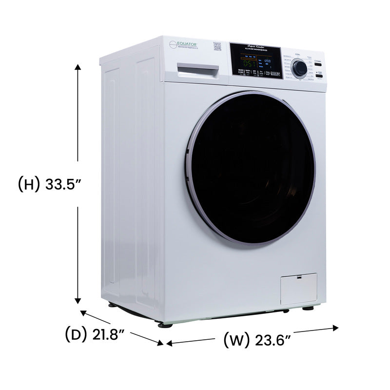 Equator Advanced Appliances All-in-One 4600 Ventless/Vented Washer Dryer with Pet Cycle, 1.62 cu. ft., 15 lb Capacity, 110V -White