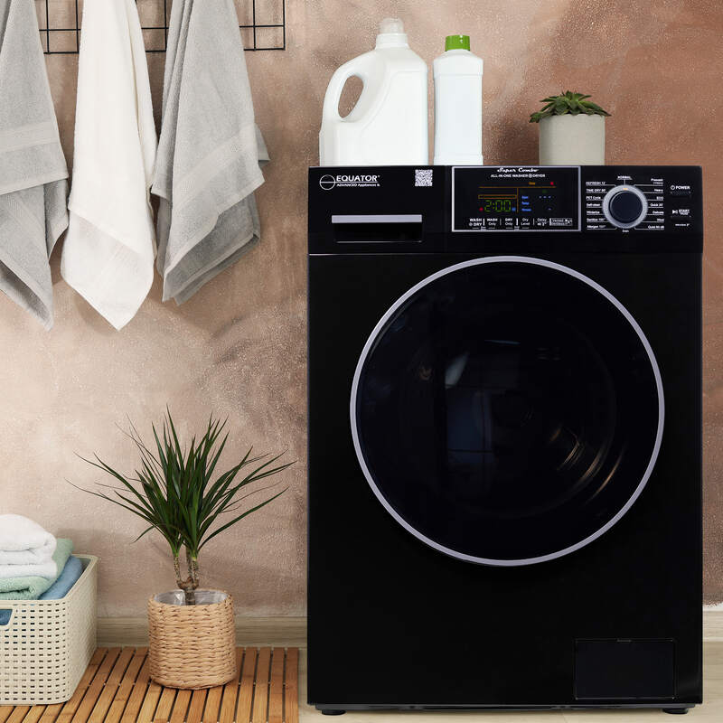 Equator Advanced Appliances All-in-One 4600 Ventless/Vented Washer Dryer with Pet Cycle, 1.62 cu. ft., 15 lb Capacity, 110V -Black