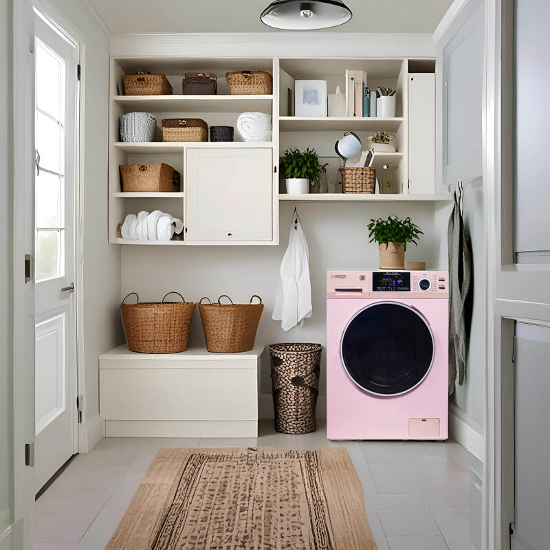 Equator Advanced Appliances All-in-One 4600 Ventless/Vented Washer Dryer with Pet Cycle, 1.62 cu. ft., 15 lb Capacity, 110V -Pink