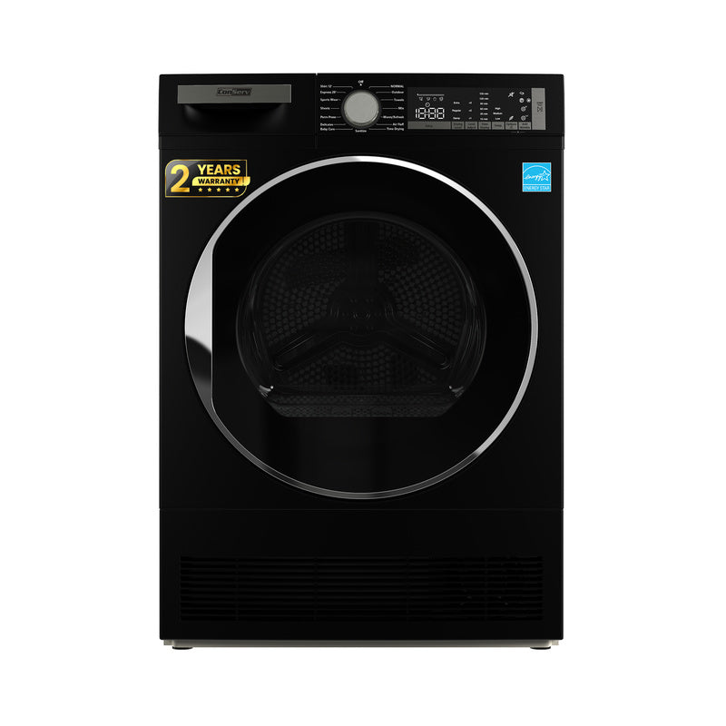 ConServ 4 cu. ft. 220V Ventless Condenser Dryer with Sanitize Cycle, LED Display, Reversible Door, Energy Star® Rated  Black