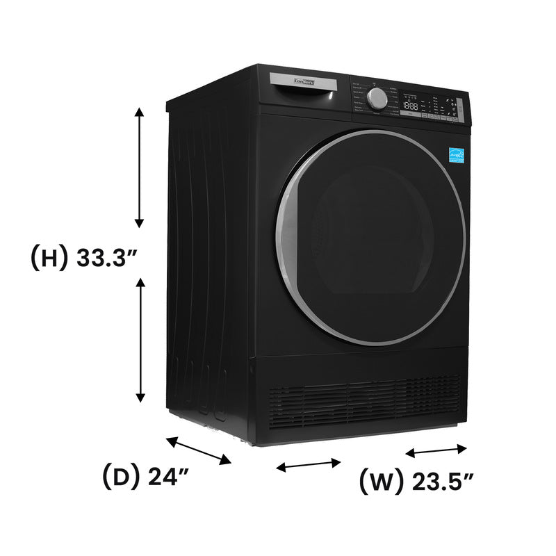 ConServ 4 cu. ft. 220V Ventless Condenser Dryer with Sanitize Cycle, LED Display, Reversible Door, Energy Star® Rated  Black