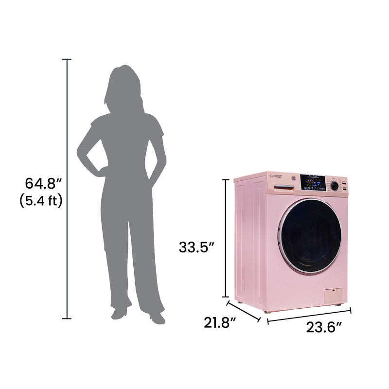 Equator Advanced Appliances All-in-One 4600 Ventless/Vented Washer Dryer with Pet Cycle, 1.62 cu. ft., 15 lb Capacity, 110V -Pink