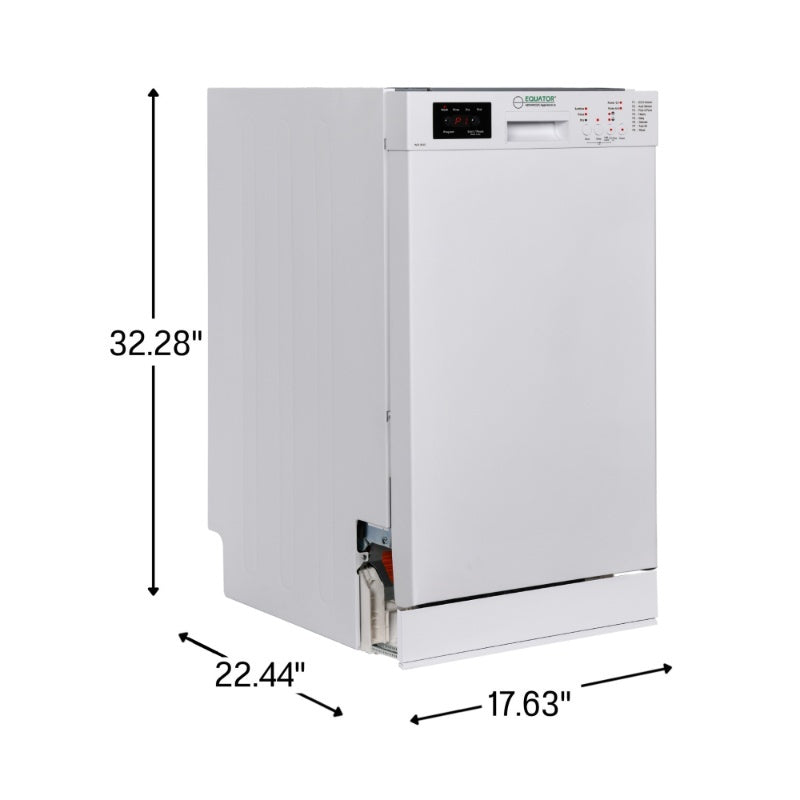 Equator Advanced Appliances 18″ Built-In Dishwasher – 10 Place Settings with Wine Rack, 3.4 Gal, 51 dB Quiet, ENERGY STAR®, ADA, 110V White