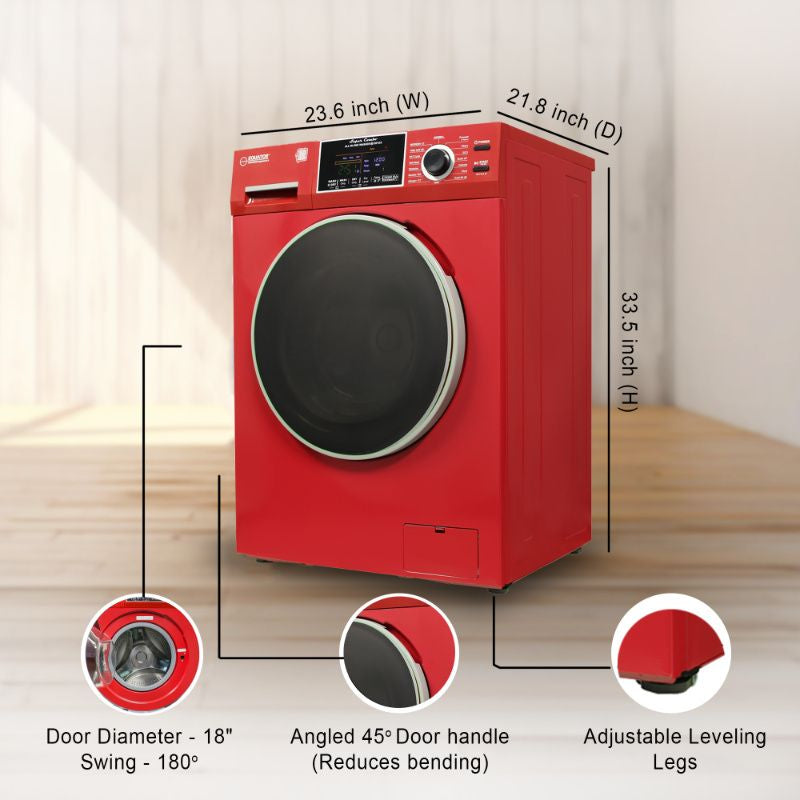 Equator Advanced Appliances All-in-One 4600 Ventless/Vented Washer Dryer with Pet Cycle, 1.62 cu. ft., 15 lb Capacity, 110V -Merlot
