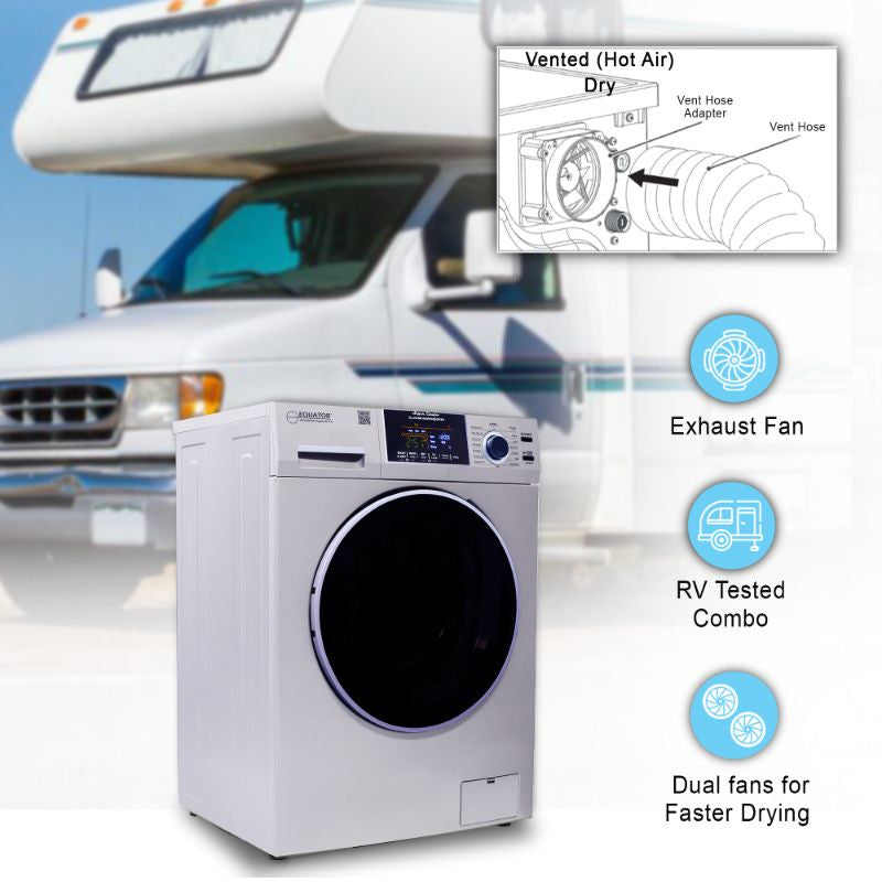 Equator Advanced Appliances All-in-One 4800 Washer-Dryer with Vented Drying — Dries 30% Faster Than Condenser Models, 15 lb Capacity, 110V - Silver