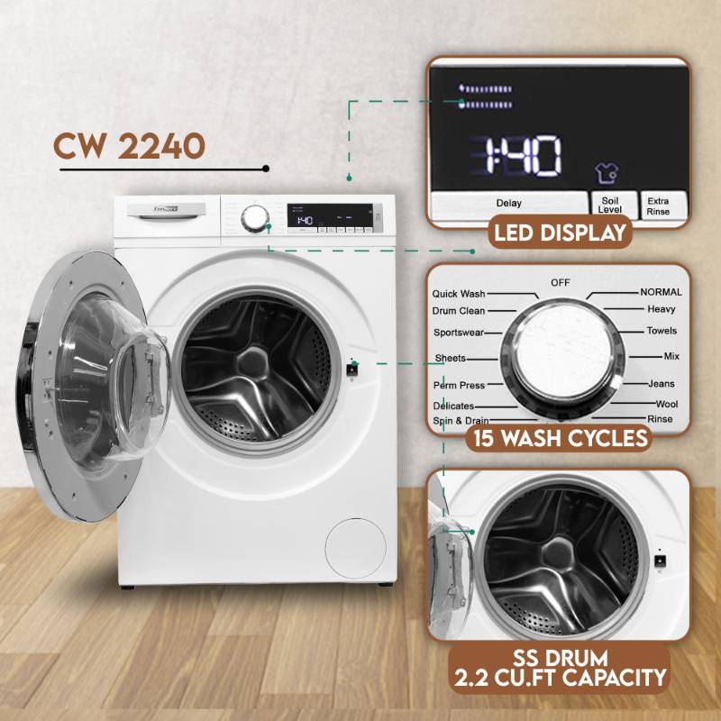 ConServ 2.2 cu. ft. Washer with AutoSense Technology, 1400 RPM, 15 Programs, Sanitize Cycle, LED Display, 110V - White