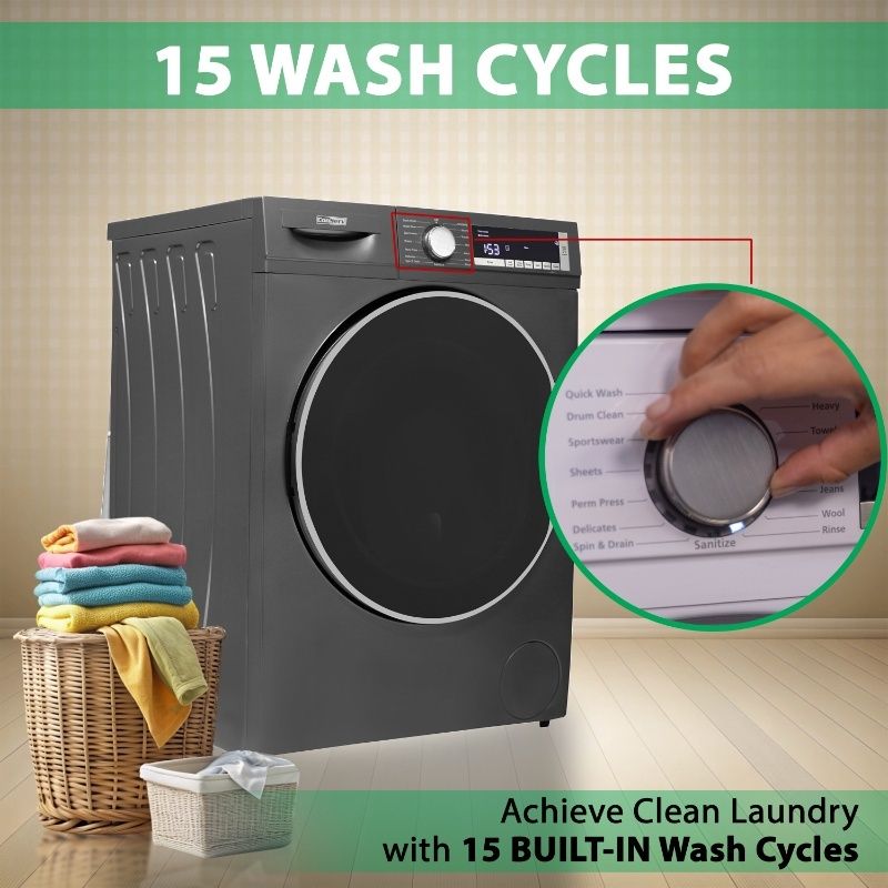 ConServ 2.2 cu. ft. Washer with Autosense Technology, 1400 RPM, 15 Programs, Sanitize Cycle, LED Display, 110V - Titanium