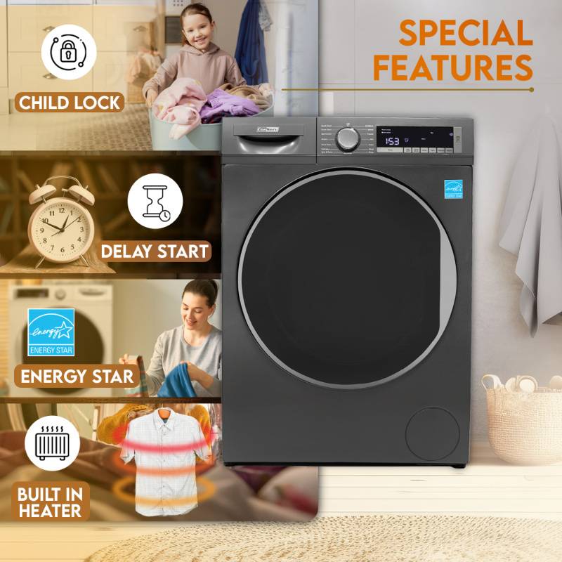 ConServ 2.2 cu. ft. Washer with Autosense Technology, 1400 RPM, 15 Programs, Sanitize Cycle, LED Display, 110V - Titanium