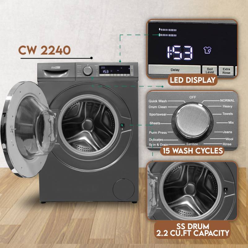 ConServ 2.2 cu. ft. Washer with Autosense Technology, 1400 RPM, 15 Programs, Sanitize Cycle, LED Display, 110V - Titanium