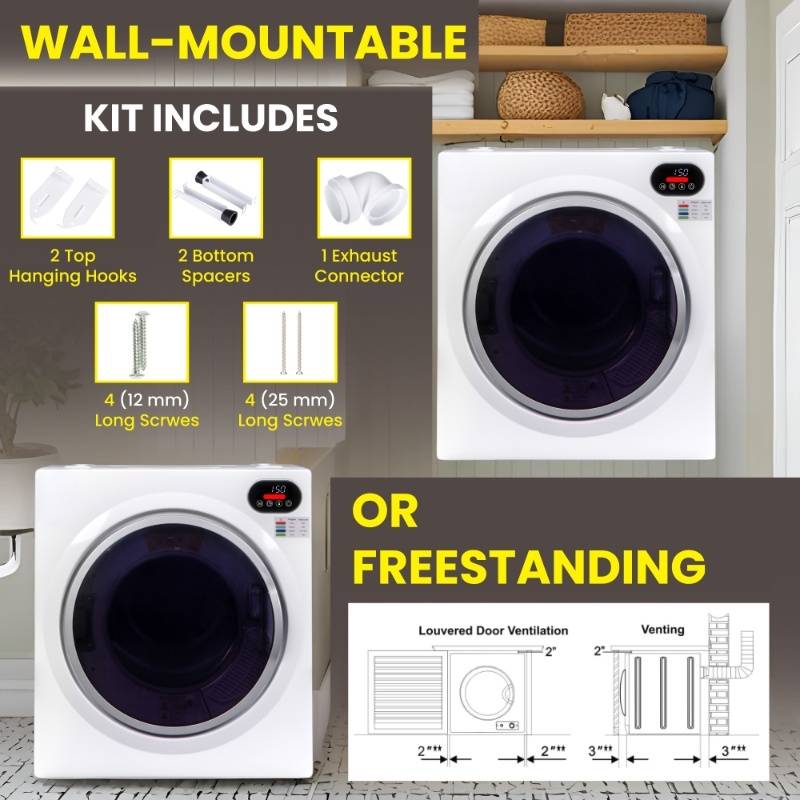 Equator Advanced Appliances Ultra-Compact Short Vented Sensor Dryer with LED Controls, 2.6 cu. ft. / 10 lb Capacity, 110V / 1400W