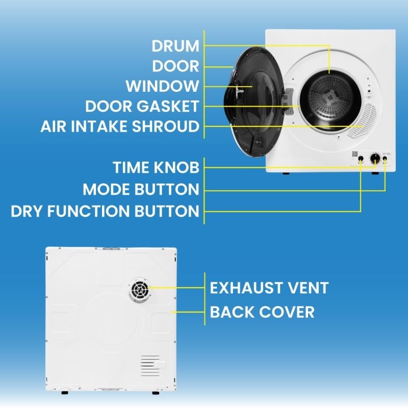 Equator Advanced Appliances Compact Vented Sensor Dryer with Bottom Controls, 3.5 cu. ft. / 13 lb Capacity, 110V