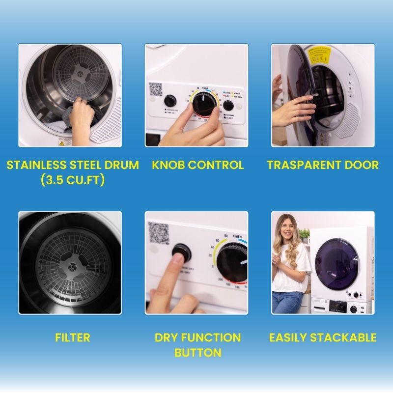 Equator Advanced Appliances Compact Vented Sensor Dryer with Bottom Controls, 3.5 cu. ft. / 13 lb Capacity, 110V