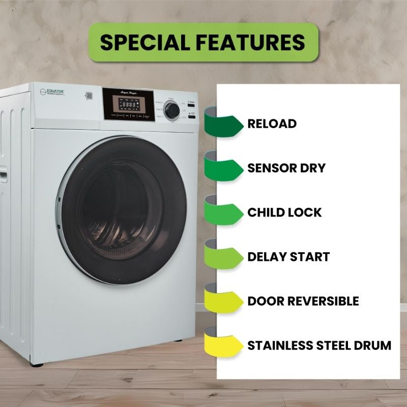 Equator Advanced Appliances Premium 24" Compact Vented Dryer with Washer Socket, Sensor Dry, 3.1 cu. ft. / 13 lb Capacity, 110V