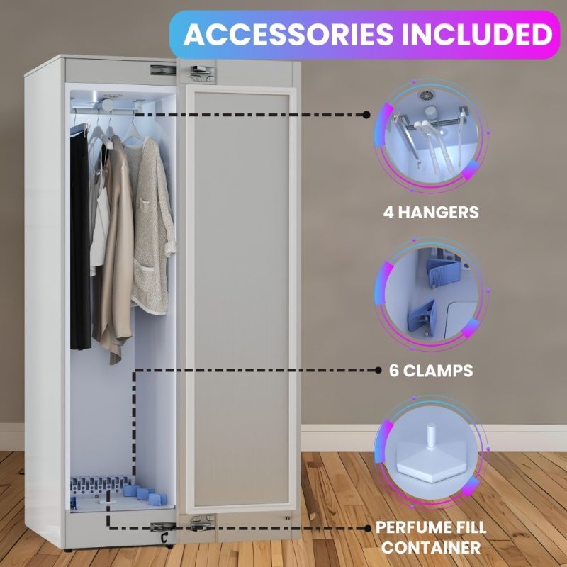 Equator Advanced Appliances Steam Dryer Closet – Wrinkle Removal, Sanitizing & Deodorizing, Refreshes Clothing, Slim Design, 110V Left Hinge Stainless
