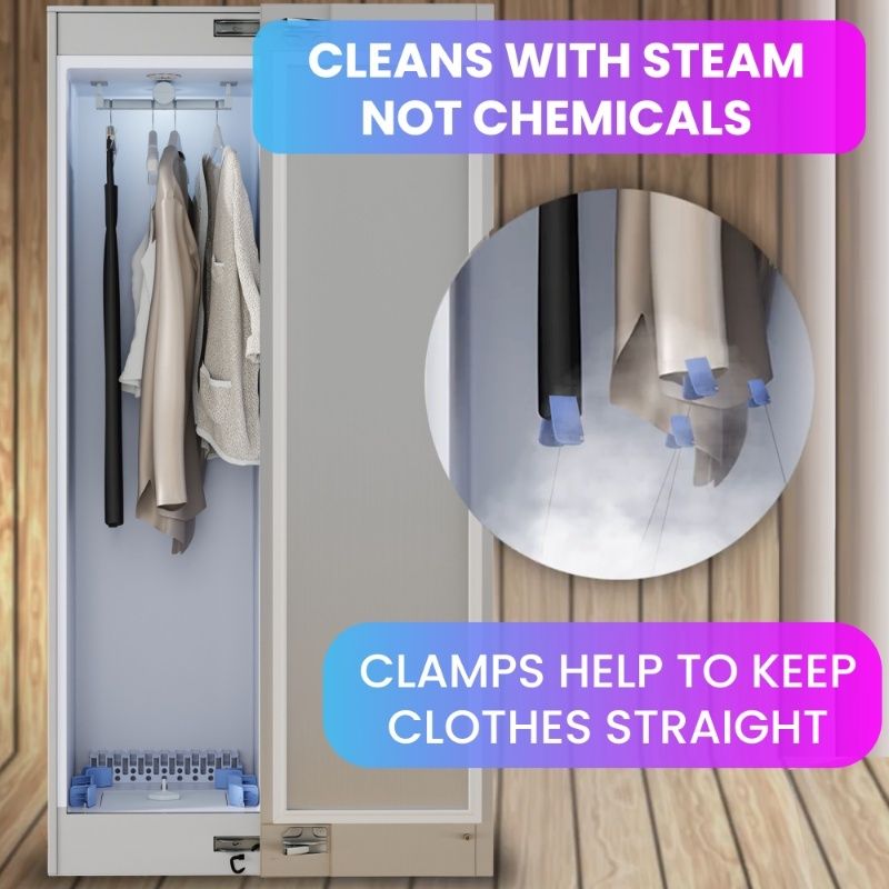 Equator Advanced Appliances Steam Dryer Closet – Wrinkle Removal, Sanitizing & Deodorizing, Refreshes Clothing, Slim Design, 110V Left Hinge Stainless
