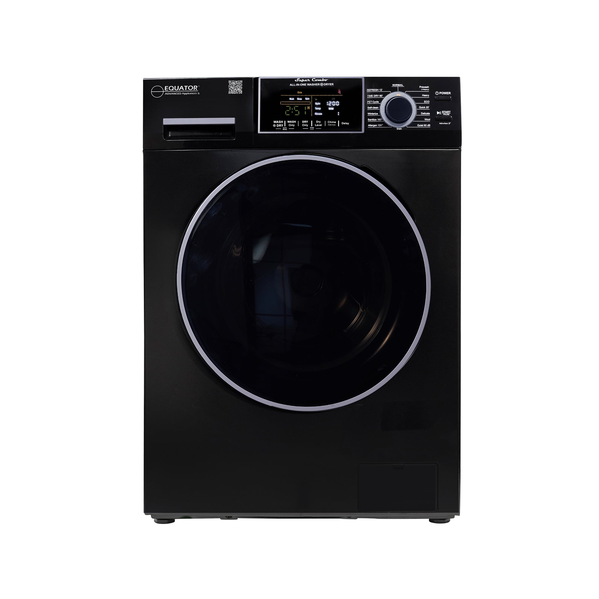 Equator Advanced Appliances All-in-One 4800 Washer-Dryer with Vented Drying — Dries 30% Faster Than Condenser Models, 15 lb Capacity, 110V - Black