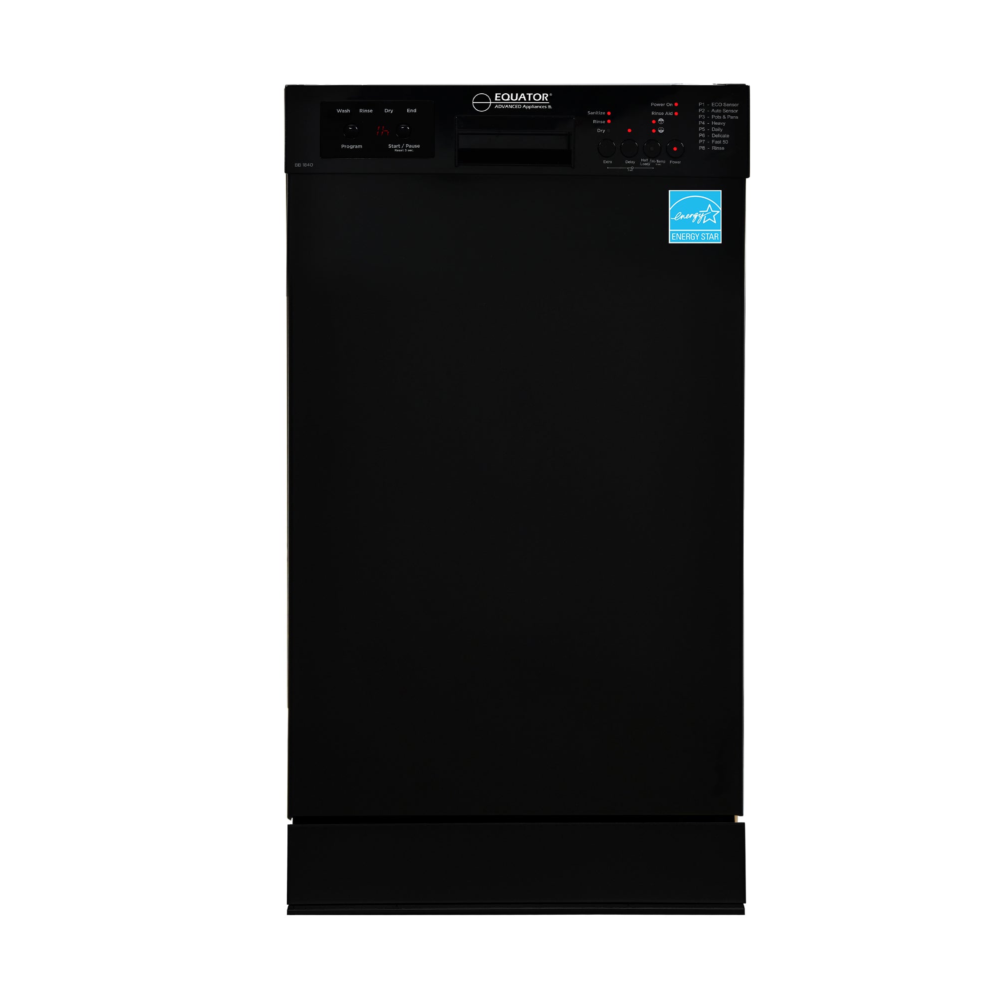 Equator Advanced Appliances 18″ Built-In Dishwasher – 10 Place Settings with Wine Rack, 3.4 Gal, 51 dB Quiet, ENERGY STAR®, ADA, 110V Black