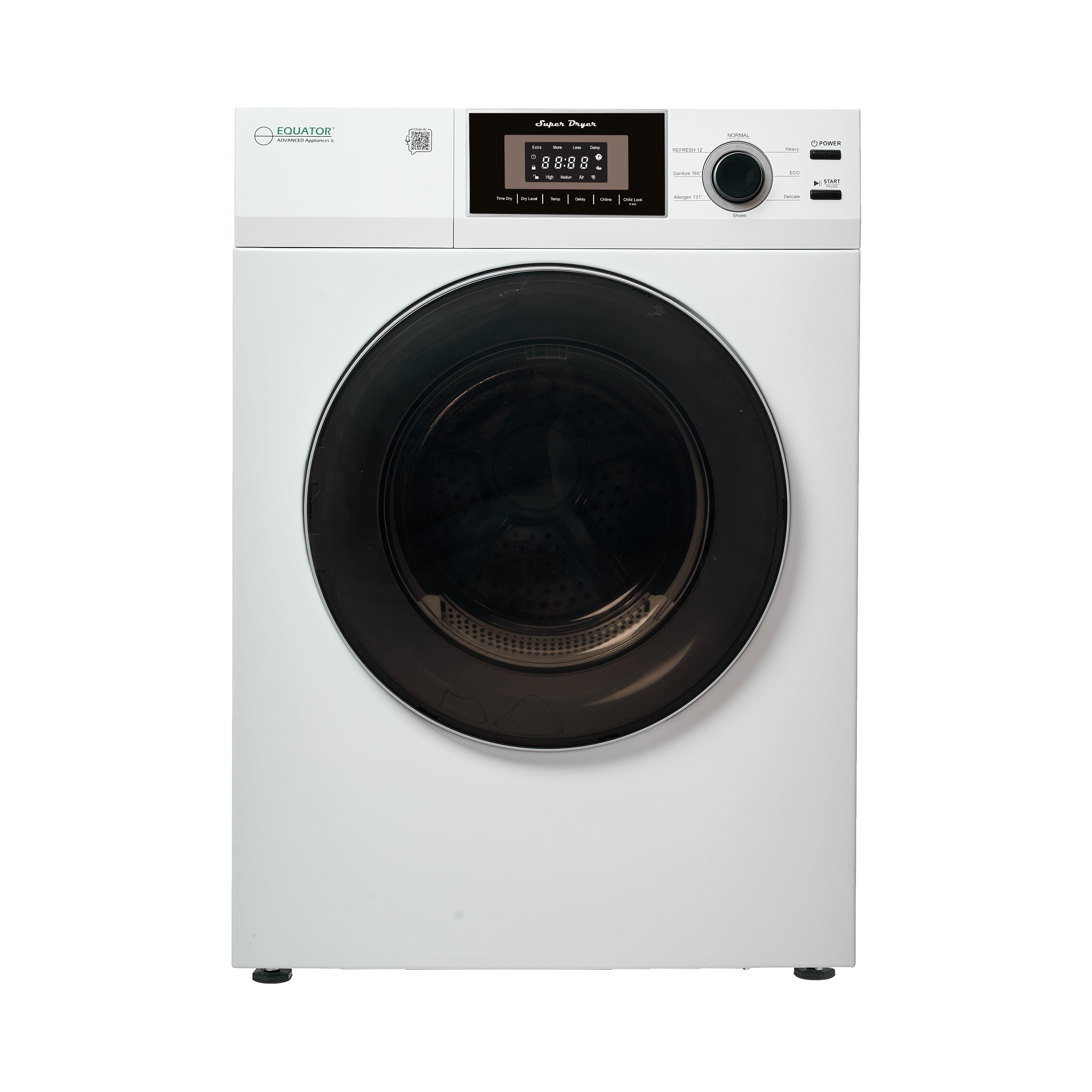 Equator Advanced Appliances Premium 24" Compact Vented Dryer with Washer Socket, Sensor Dry, 3.1 cu. ft. / 13 lb Capacity, 110V