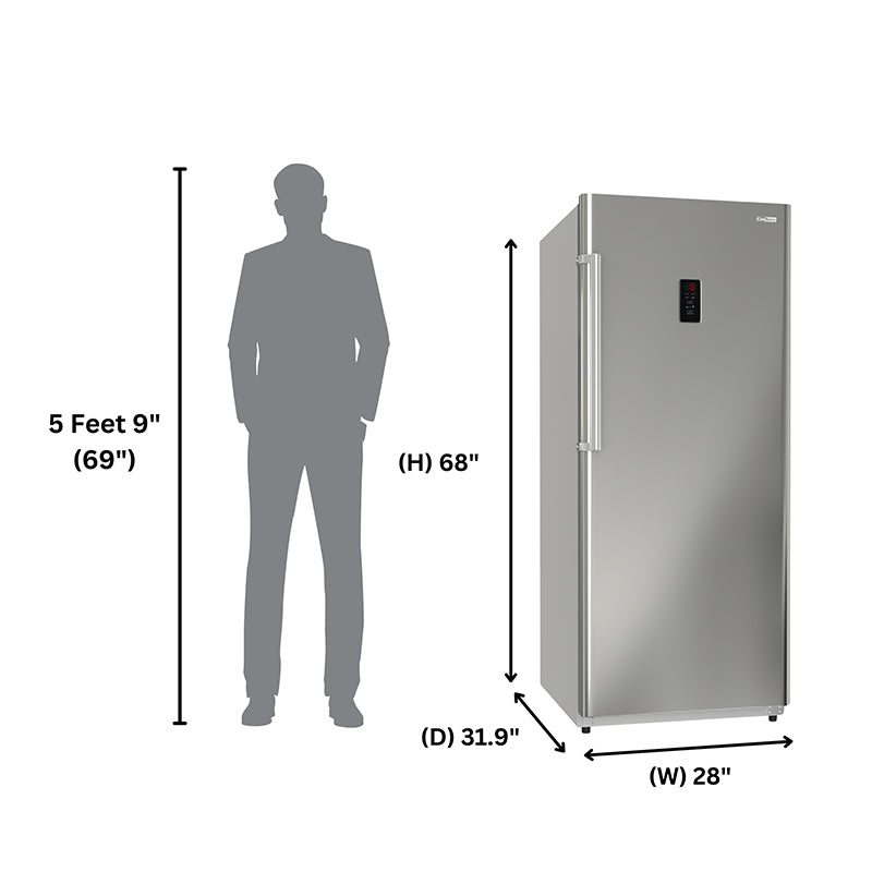 Conserv 17 Cu. Ft. Convertible Upright Freezer/Refrigerator – Garage Ready, ENERGY STAR®, 28” Wide, 110V (Stainless)