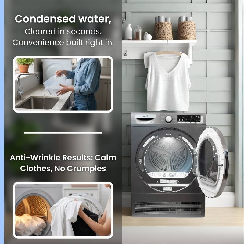 ConServ 4 cu. ft. 220V Ventless Condenser Dryer with Sanitize Cycle, LED Display, Reversible Door, Energy Star® Rated  Titanium