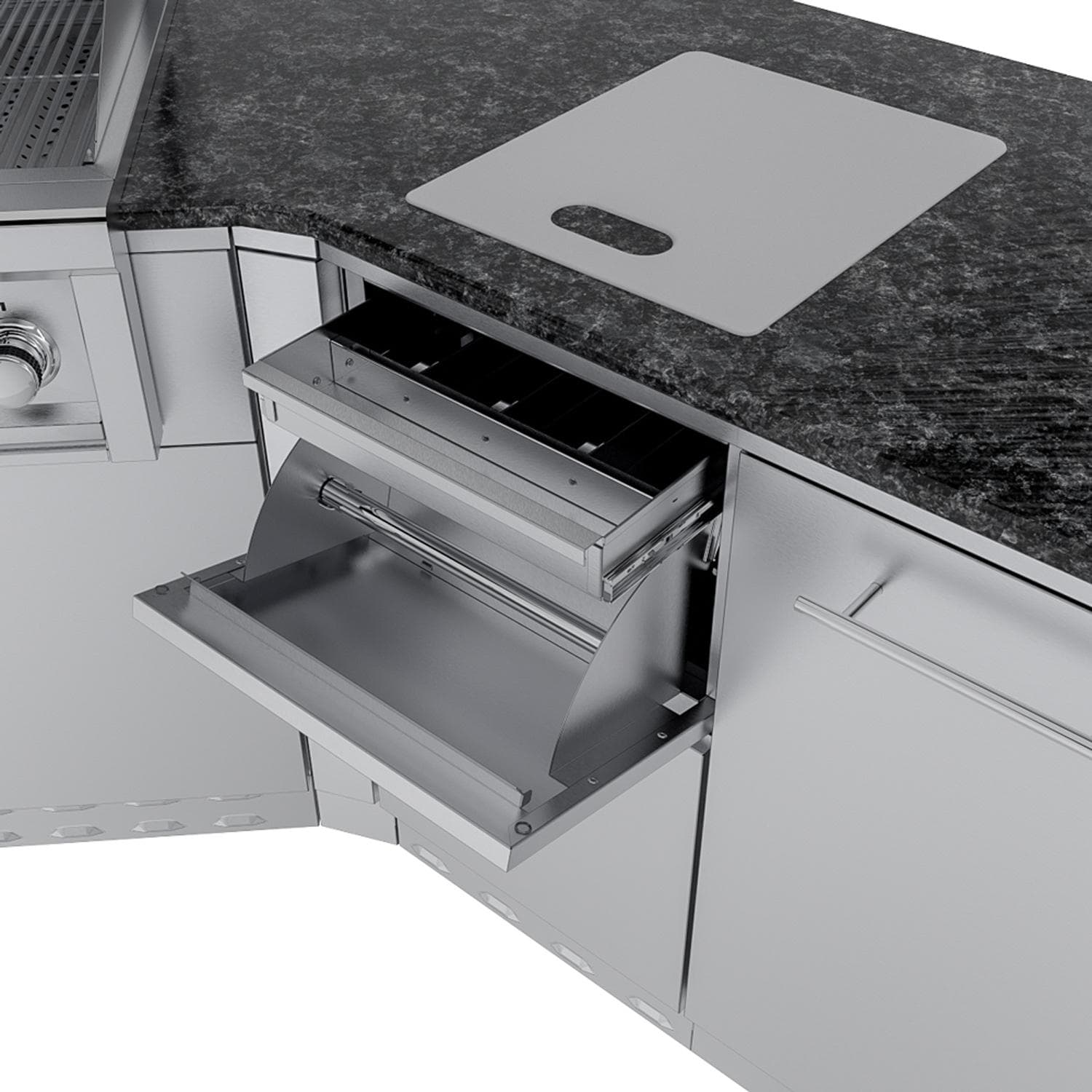 Sunstone Big Tex 21-Ft Stainless Steel Outdoor Kitchen Island Package with Grill, Side Burner, Refrigerator & Sink