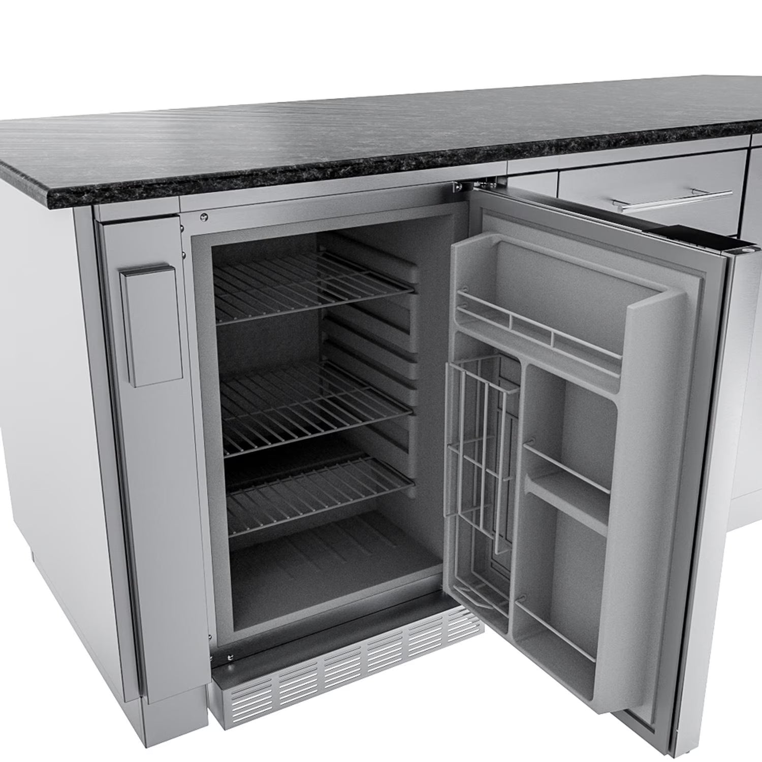 Sunstone Big Tex 21-Ft Stainless Steel Outdoor Kitchen Island Package with Grill, Side Burner, Refrigerator & Sink