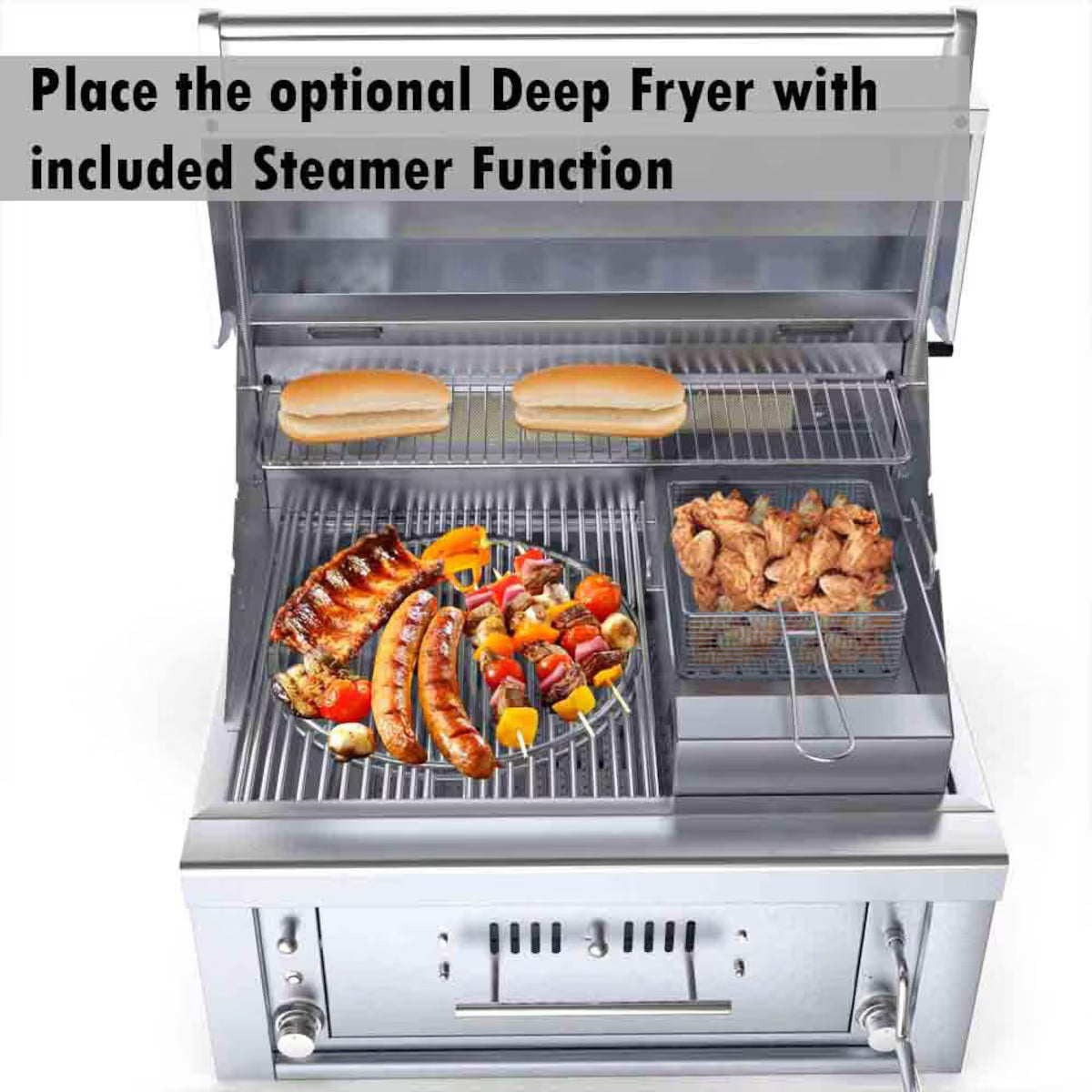 Sunstone 30" Hybrid Gas, Charcoal & Wood Built-In Grill