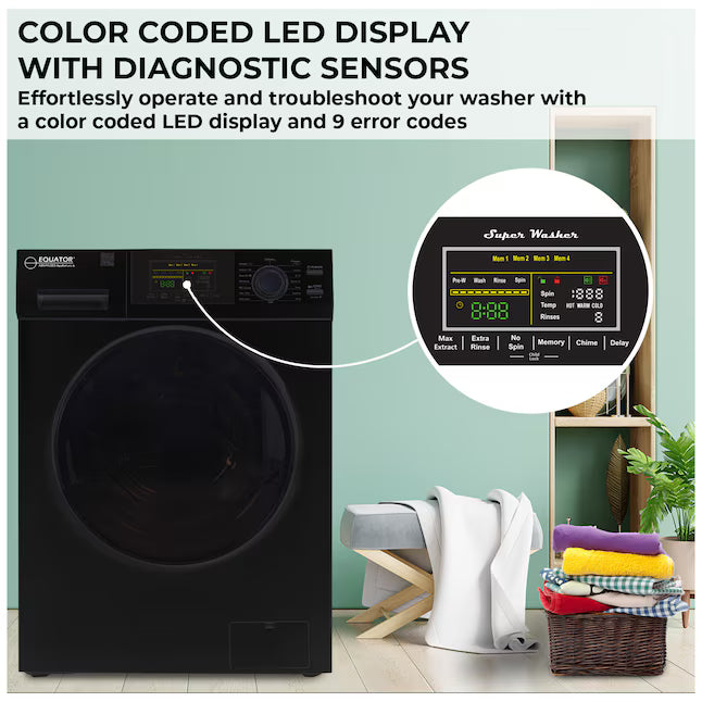 Equator Advanced Appliances Extra-Small 1.62 cu. ft. Stackable Front-Load Washer –  Black