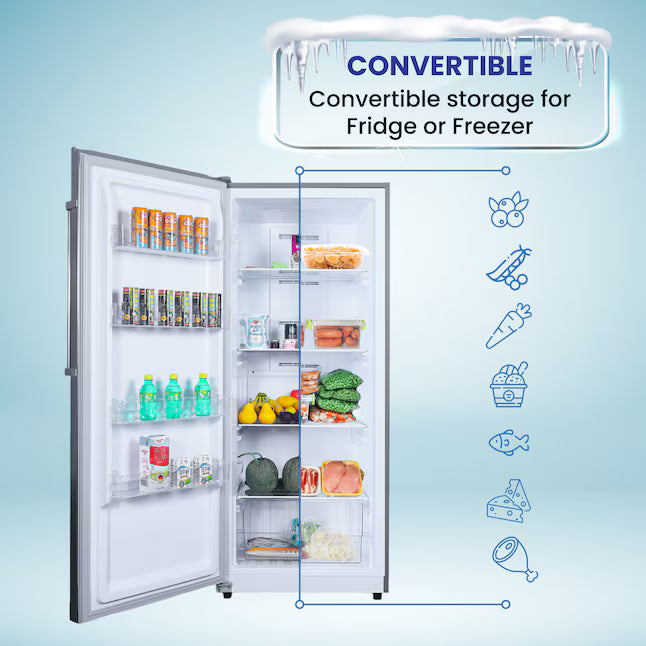 Conserv 14 Cu. Ft. Convertible Upright Freezer/Refrigerator – Garage Ready, ENERGY STAR®, 28” Wide, 110V (Stainless)