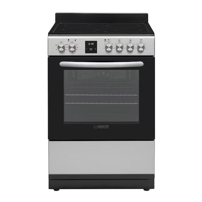 Equator Advanced Appliances 24″ Freestanding Electric Range with Air Fry Convection Oven, 4-Burner Glass Top – Stainless