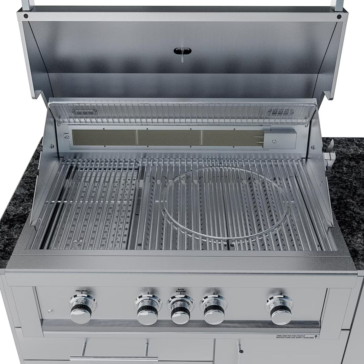 Sunstone Savanna 16′ Stainless Steel Outdoor Kitchen Island Package with Grill, Double Burner, Refrigerator & Sink