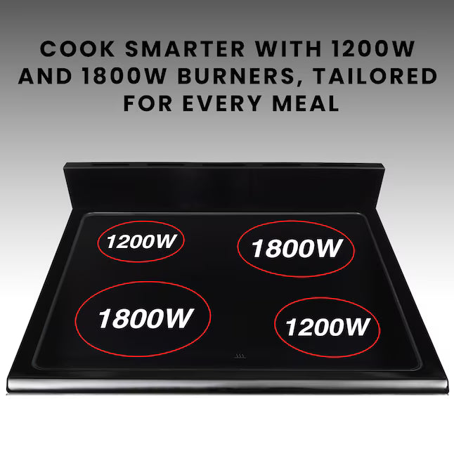 Equator Advanced Appliances 24″ Freestanding Electric Range with Air Fry Convection Oven, 4-Burner Glass Top – Stainless