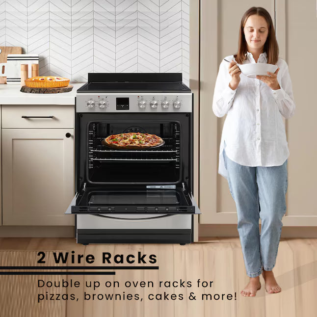 Equator Advanced Appliances 20″ Freestanding Electric Range with Air Fry Convection Oven, 4-Burner Glass Top – Stainless