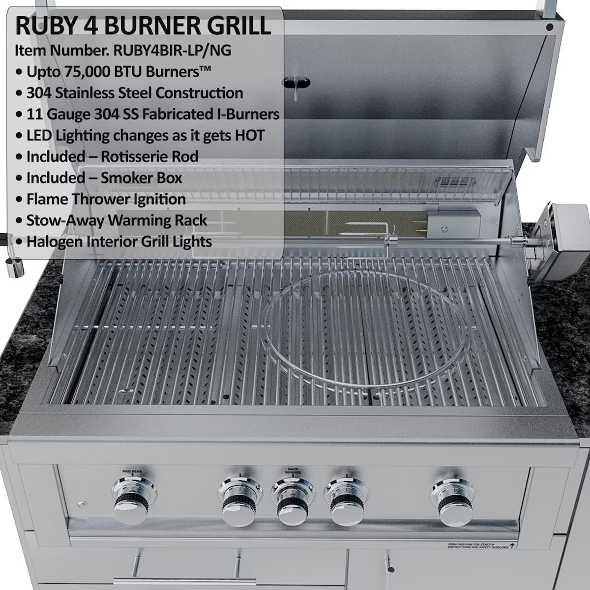 Sunstone Savanna 16′ Stainless Steel Outdoor Kitchen Island Package with Grill, Double Burner, Refrigerator & Sink
