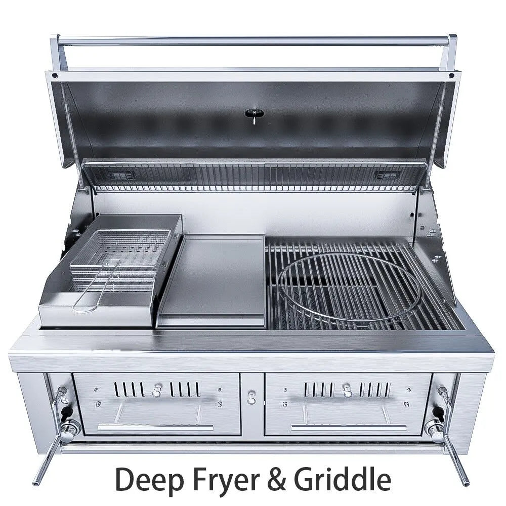 Sunstone 42" Hybrid Gas, Charcoal & Wood Built-In Grill