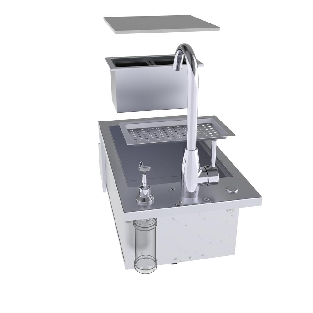 Sunstone Metal Ruby Series 14" Outdoor Bar Sink & Cocktail Ice Chest Station