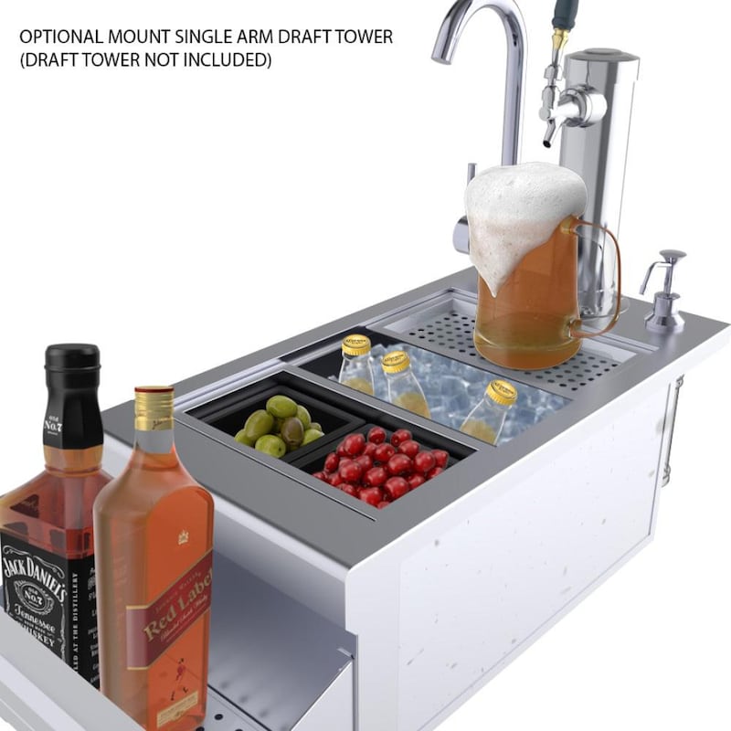 Sunstone Metal Ruby Series 14" Outdoor Bar Sink & Cocktail Ice Chest Station