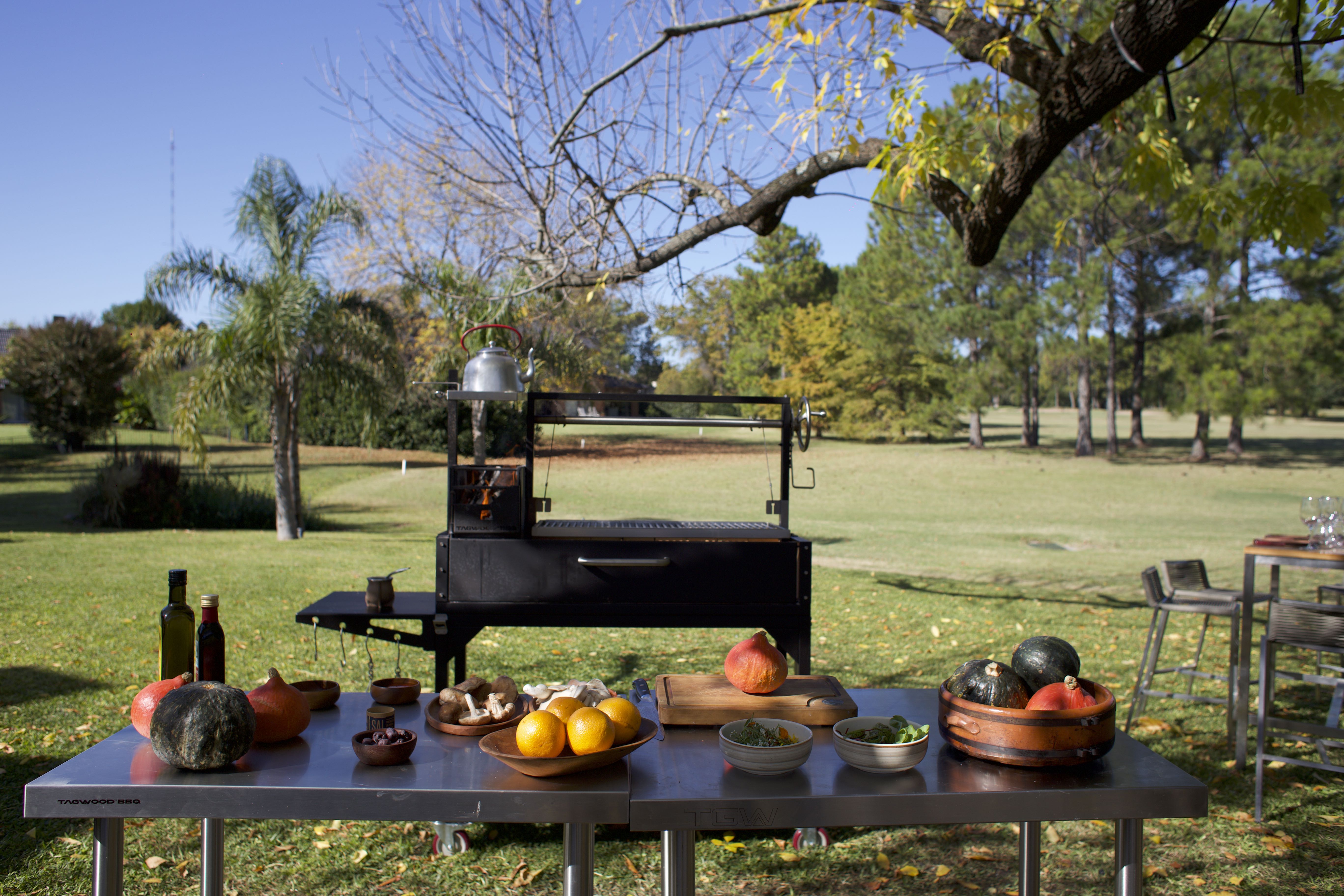 Tagwood BBQ03SI – Argentine Wood & Charcoal Grill (Black Finish) Partially Built