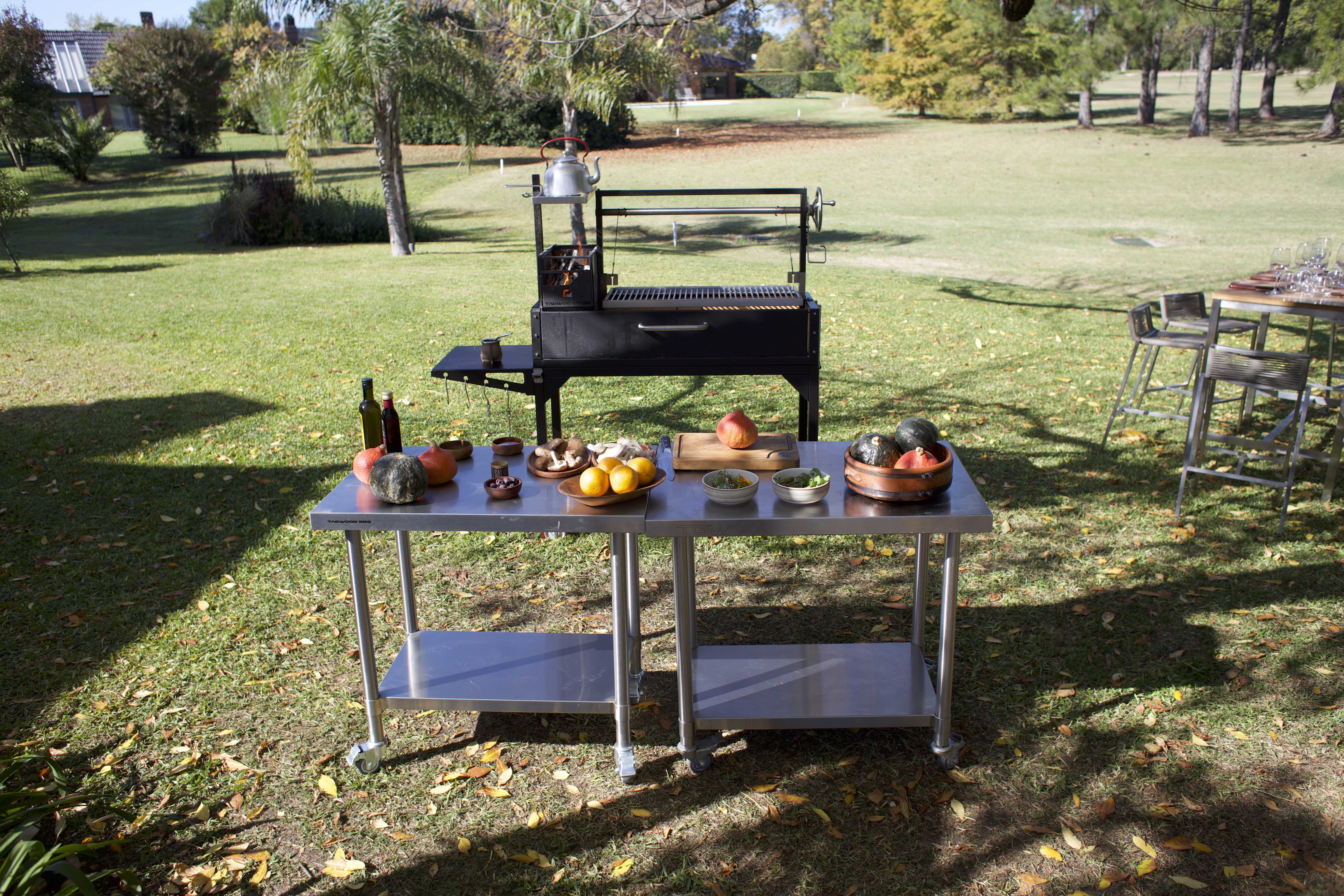 Tagwood BBQ03SI – Argentine Wood & Charcoal Grill (Black Finish) Partially Built