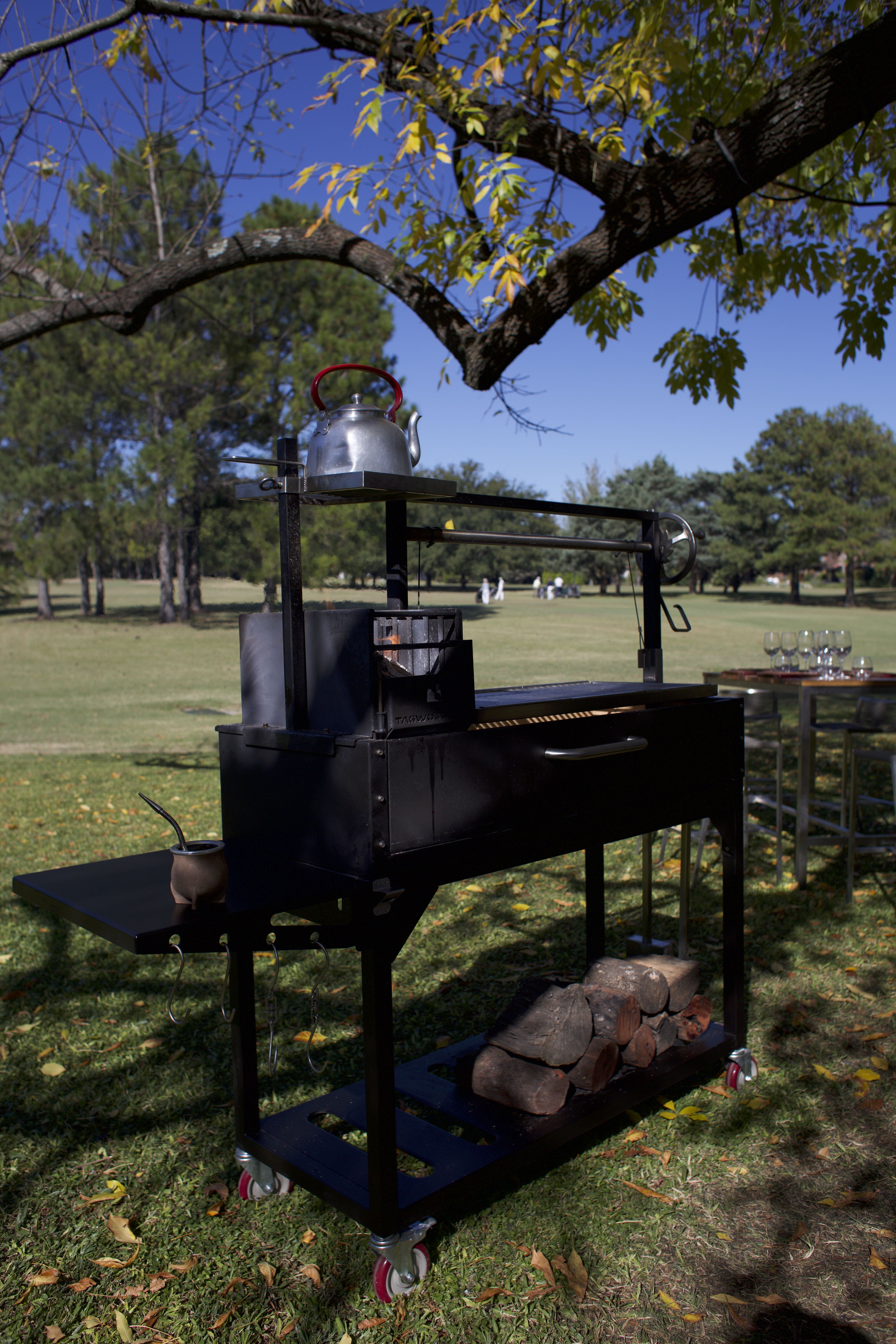 Tagwood BBQ03SI – Argentine Wood & Charcoal Grill (Black Finish) Partially Built